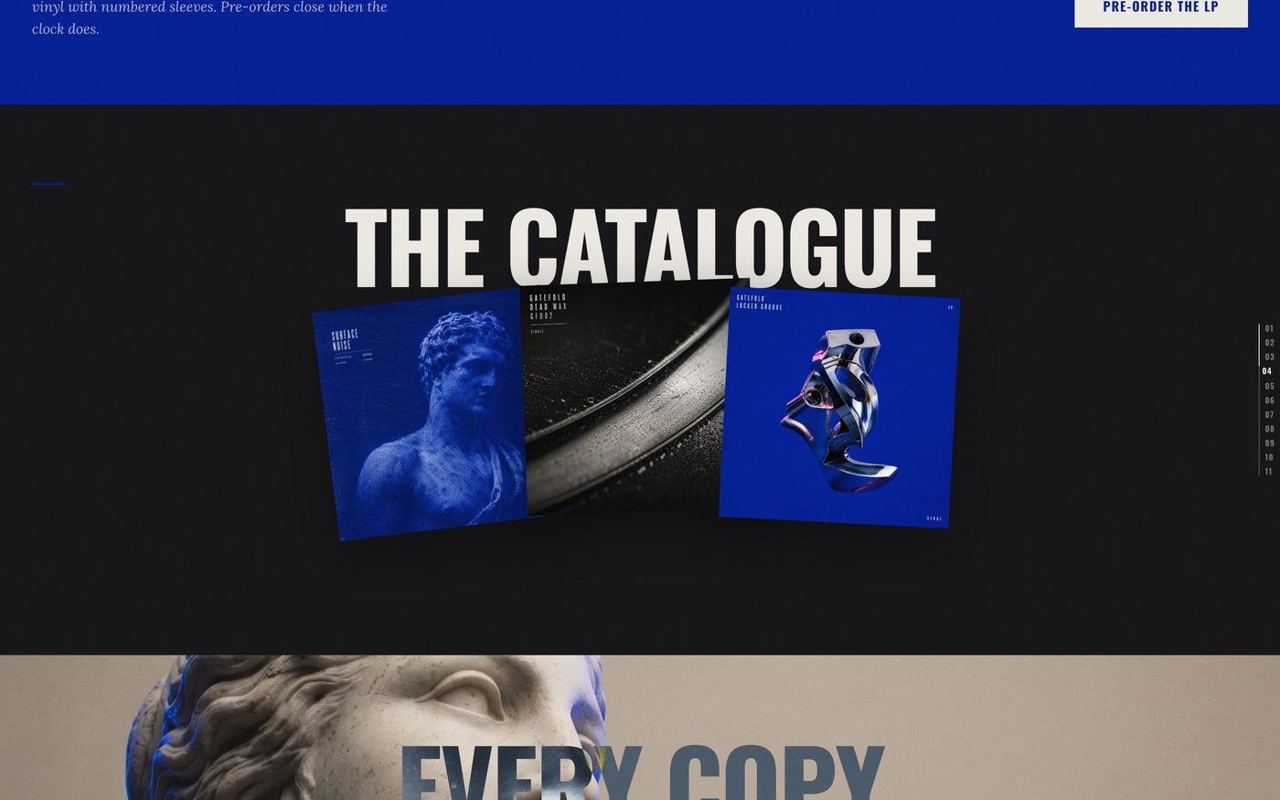 The catalogue: covers deal out as you scroll